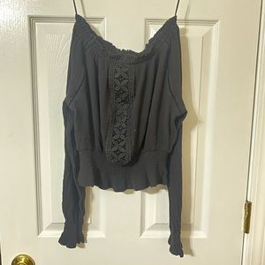 H&M divided black off the shoulder long sleeve top
